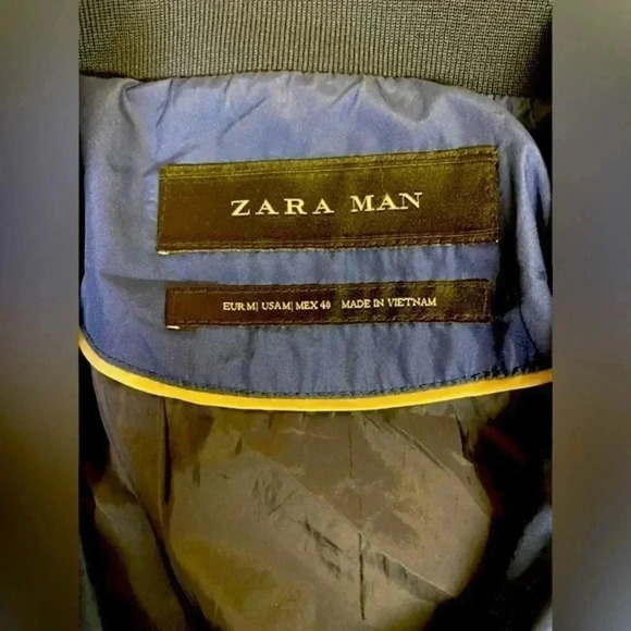 Zara Lightweight Bomber Jacket Color Navy Blue  Size Medium - Picture 4 of 4
